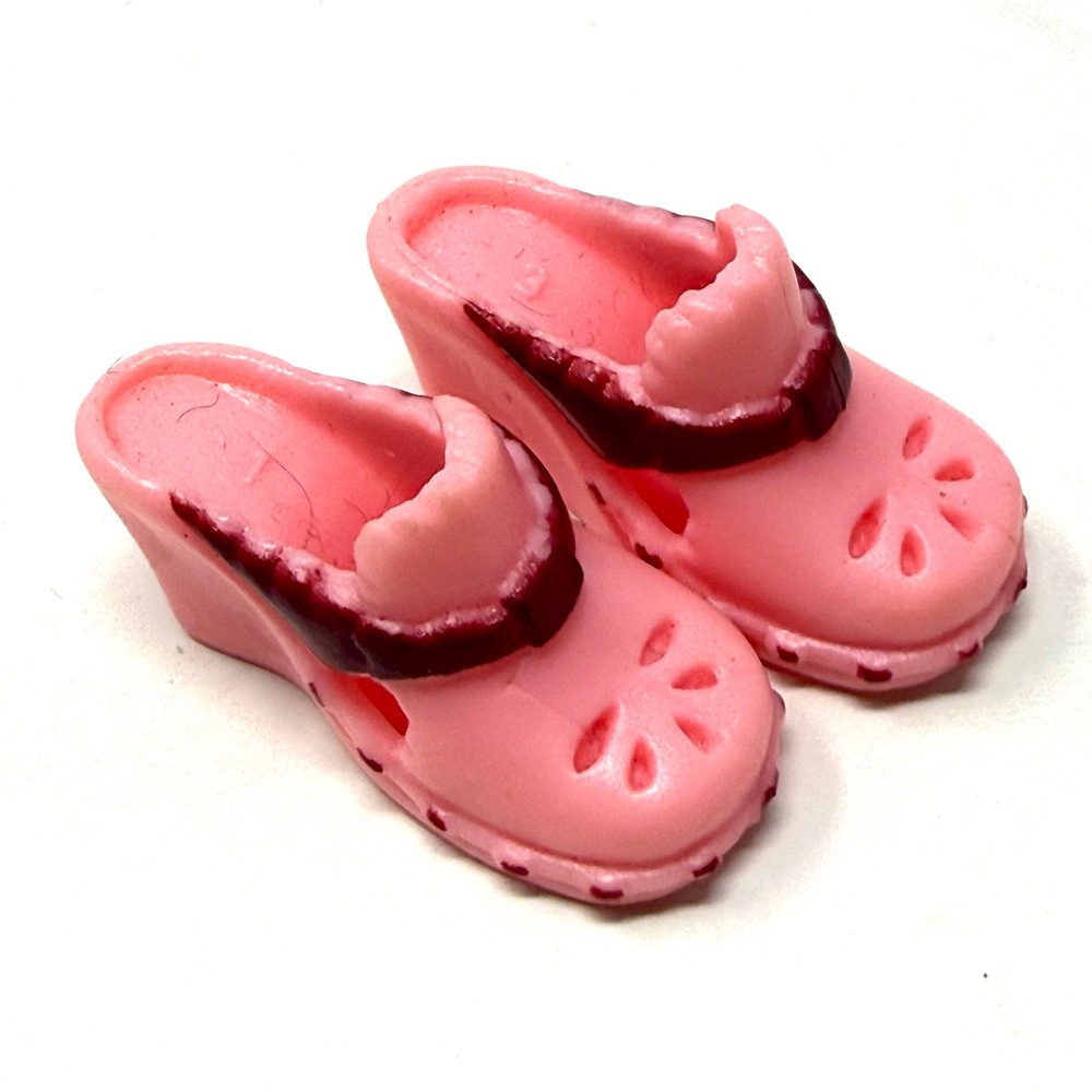 Barbie Doll Pink Wedge Clogs Mules Floral Cutout Fashion Fever Fashionista Shoes